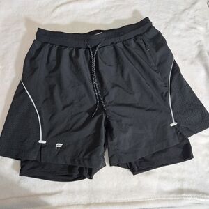 Fabletics Black Men's 2-in-1 Training Shorts with Reflective Trim